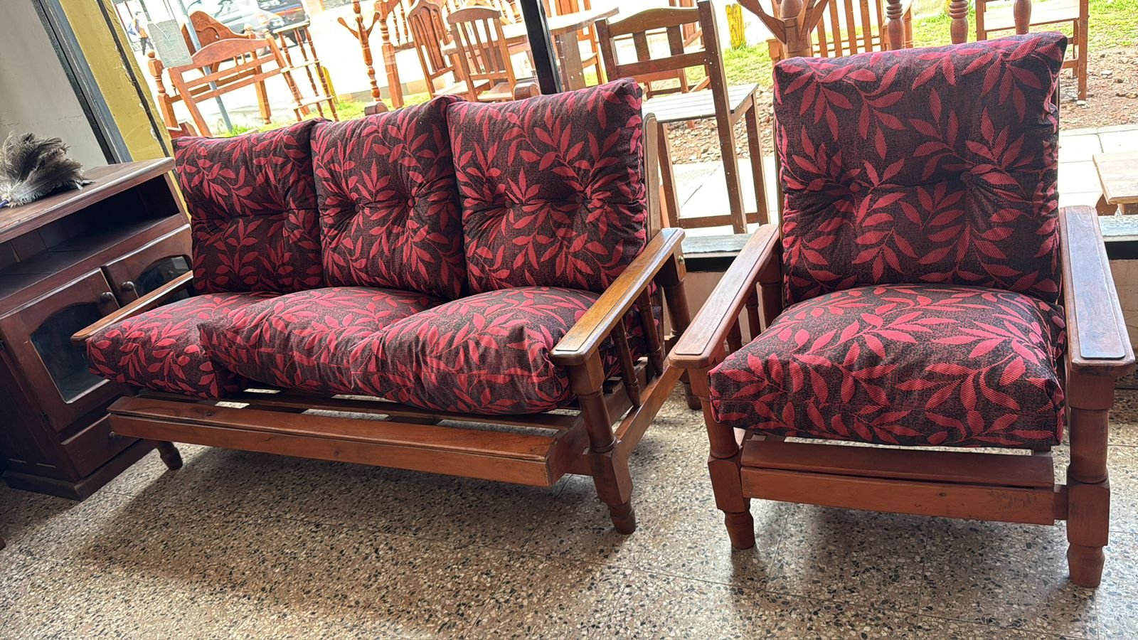 Juego de living, 3 cuerpos - reclinable